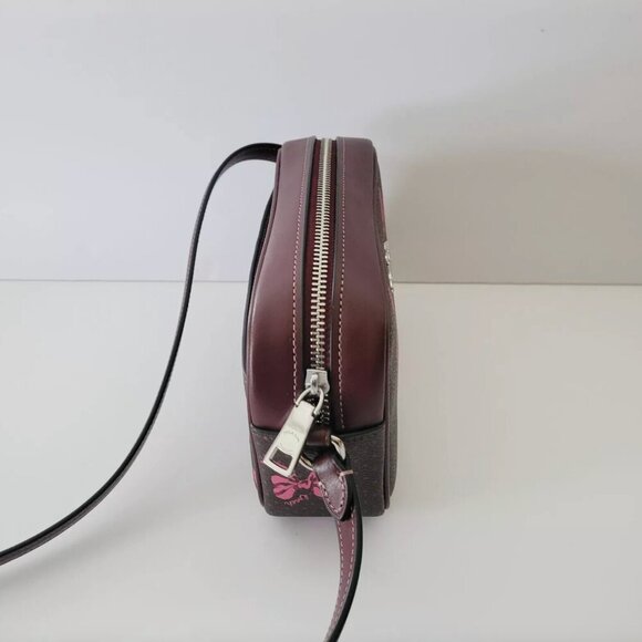 COACH Mini Jamie Crossbody Bag Merlot & Pink Bow print NWT - Picture 3 of 6